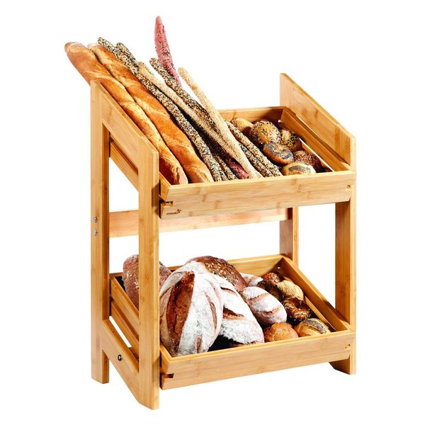 Rosseto Serving Solutions Natura Bamboo Bread Stand with 2 Bamboo Trays, 1 EA BD136